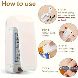 POLVCDG Portable Vacuum Food Sealer, Handheld Heat Sealer for Plastic Bags, Compact and Easy-to-Use, Uncharged Power Mode, with No Battery Required for Snacks and Food Preservation