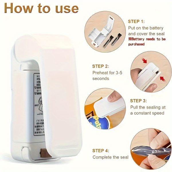 POLVCDG Portable Vacuum Food Sealer, Handheld Heat Sealer for Plastic Bags, Compact and Easy-to-Use, Uncharged Power Mode, with No Battery Required for Snacks and Food Preservation