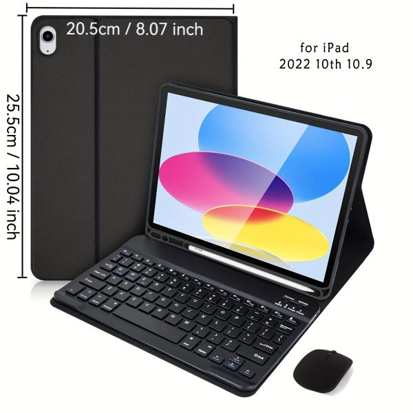 Slim PU Leather iPad 10.2 Case with Detachable Wireless Keyboard & Pencil Holder - Smart Cover for iPad 7th/8th/9th Gen, Includes USB Cable, Type-C Charging, Blue Abstract Design