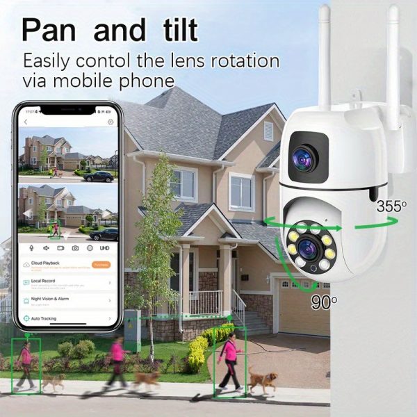 4MP Ultra HD Dual Lens Security Camera with Night Vision, 360° Panoramic View, Motion Detection, Two-Way Audio, WiFi Enabled for Indoor/Outdoor Use, Supports 128GB Card/Cloud Storage, Remote Surveillance | Antenna Equipped | Advanced Technology Camera