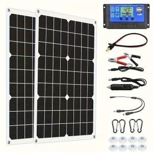 2pcs Sunant Portable Solar Panel Kit, 40W Dual-Board, High Energy Conversion Rate, Lightweight Insulation Materials, with 60A Solar Charge Controller, for Vehicles, Boats, RVs, Camping & Travel