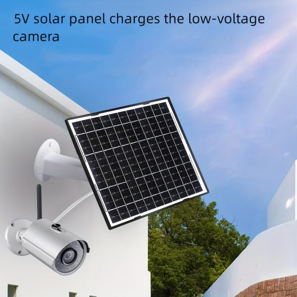Versatile 5V Solar Panel for Cameras & Fans - USB & Type-C Compatible, Detachable Design, Classic Black