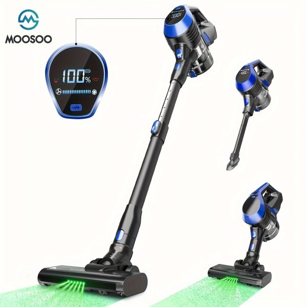 MOOSOO Cordless Vacuum With LED Display, 6 In 1 Lightweight Stick Vacuum Cleaner With High Suction For Carpet, Hard Floor, Pet Hair, XC1