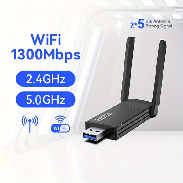 USB 1300Mbps PC WiFi Desktop PC Wireless Adapter Network Adapter Built-in High Gain Dual Band Antenna 5 G/2.4G Desktop PC Wireless Adapter for Windows 7/8/8.1/10/11, instantly gives your PC WiFi capability and mobile hotspot function!