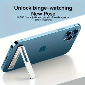 A Slim Aluminum Golden Letter-shaped Phone Stand, Mini Back Adhesive Support, Paste-type Invisible Portable Folding Lazy Stand