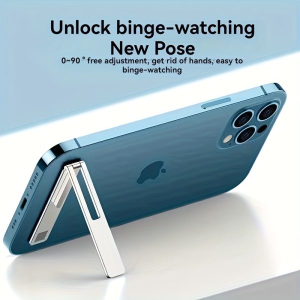 A Slim Aluminum Golden Letter-shaped Phone Stand, Mini Back Adhesive Support, Paste-type Invisible Portable Folding Lazy Stand