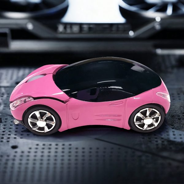Wireless Car-Shaped Mouse with USB 2.4G Receiver - Silent, Battery-Powered, Multi-Color Options (Pink, Black, Gray, Red, Yellow) for Tablets, Laptops, Office & Gaming, Mouse for Laptop
