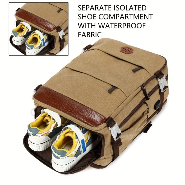 Large Capacity Multi-Compartment Laptop Backpack: 40L, Flight Approved, USB Charging Port, Waterproof, Shoe Compartment, 17-inch Laptop Sleeve, Suitable for University, Travel, and Work
