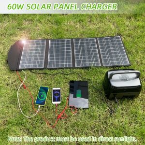 60W Portable Solar Charger - Foldable, Dual USB Fast Charging for Phones & Tablets, 5V/3A, 9V/2A, 12V/1.5A Outputs