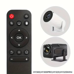 Remote Control for HY300, HY300PRO, HY320mini Projectors - Black Plastic Battery-Powered Replacement with Red Power Button & Navigation Keypad