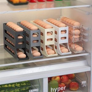 Refrigerator Egg Storage Box, Automatic Egg Rolling Rack, Large Capacity Refrigerator Special Egg Holder Storage Box, ABS Material