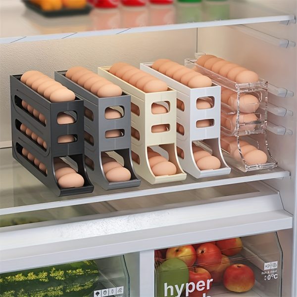 Refrigerator Egg Storage Box, Automatic Egg Rolling Rack, Large Capacity Refrigerator Special Egg Holder Storage Box, ABS Material