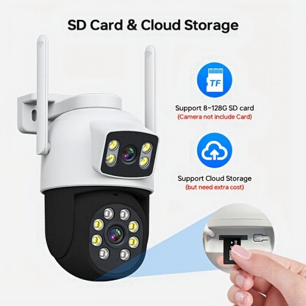 4pcs 4MP PTZ Wireless Security Cameras with 5G Wifi, Dual Lens & Dual Screen, Color Night Vision, Two-Way Audio, Motion Detection, for Outdoor Surveillance - Ideal for Home, Baby, Elderly, and Pet Monitoring, Home Security Protection Camera, Outdoor Security Camera System | Modern Security Camera | Durable Construction, Security Camera System