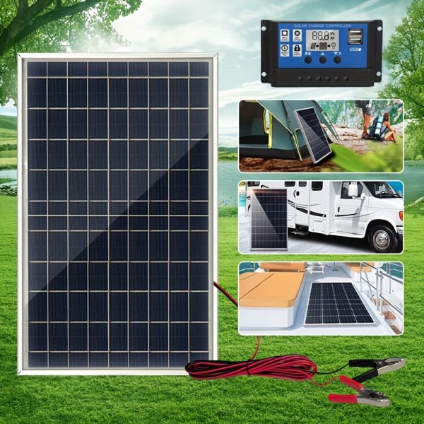 Portable Solar Panel Kit 12V-18V-24V with 60A/80A/100A Controller, USB 5V Solar Charger, Connecting Cables for Power Bank, Camping, Hiking, Car, Boat, Phone, Street Lights, Surveillance, Pet House - ZGZXSEXHZ Brand, Level Not Specified, Garden Houses
