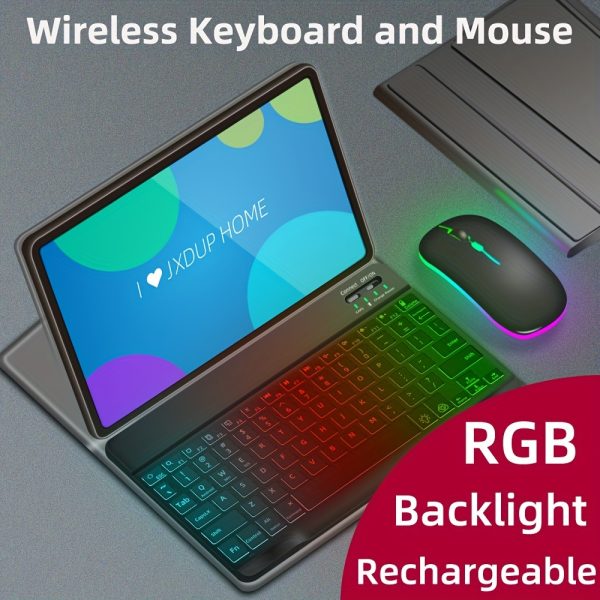Ultra-Slim RGB Wireless Keyboard And Mouse Combo, Portable Keyboards Mouse Set for iPad, iPhone, Samsung Tablet Phone Smartphone Android Windows