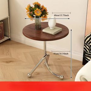 Medieval style, stainless steel, small apartment, living room, coffee table, small round table, Korean coffee shop, creative small table on the side, saving space