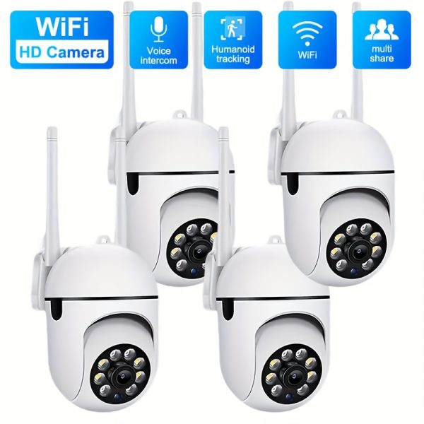 JOOAN 1080P Wireless Security Camera with WiFi, Auto Tracking, Alarm, Color Night Vision, AI Motion Detection, 355° Horizontal & 90° Vertical Viewing, Two-Way Audio, Humoid Tracking - White, Wireless Outdoor Security Camera