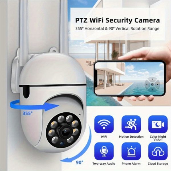 THIRYWO 3MP HD WiFi Smart Security Camera - 355° Pan/Tilt, Color Night Vision, Two-Way Audio, Pet Tracking, Indoor/Outdoor Use, Wireless Motion Detection & Real-Time Viewing, Easy Install