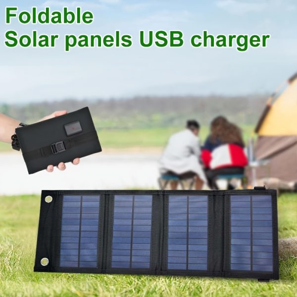 1pc Foldable Solar Charger Panel with USB Output for Outdoor Camping - Insulation Material, Solar-Powered Charging for Phones, Tablets, Power Banks, Fans, and Flashlights