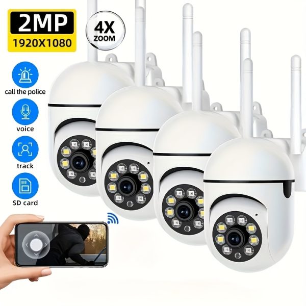 Wireless IP Security Camera - 1080P Full HD Video, 2.4G Long Distance WiFi Connection, Night Vision, APP Remote Monitoring, Two-Way Voice Communication, Motion Detection, Real-time Alarm, Suitable for Home and Business Surveillance