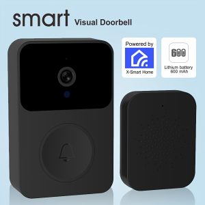 1pc Smart Visual Doorbell with Camera, 480p HD Video, App Control, Built-in Speaker, Bi-Directional Voice Intercom, USB Charging, 600mAh Lithium Battery, Wi-Fi Enabled, Infrared Night Vision, 2.4G WIFI, Non-Waterproof, for Smartphones/Tablets - Black