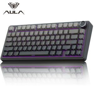 AULA Custom Mechanical Keyboard, LEOBOG Reaper Switch, 75% Hot Swappable Gaming KB with 5-Layer PBT Keycaps, RGB Backlit, Wireless/2.4GHz/USB-C, Ergonomic, Rechargeable Lithium Polymer Battery, Type-C Charging, USB Cable & Keycap Puller Included