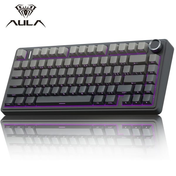 AULA Custom Mechanical Keyboard, LEOBOG Reaper Switch, 75% Hot Swappable Gaming KB with 5-Layer PBT Keycaps, RGB Backlit, Wireless/2.4GHz/USB-C, Ergonomic, Rechargeable Lithium Polymer Battery, Type-C Charging, USB Cable & Keycap Puller Included
