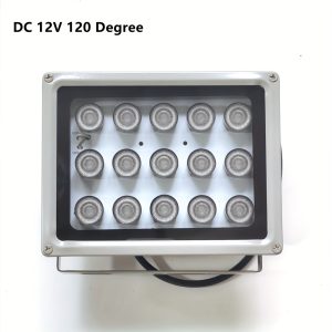 15pcs High Power Infrared Illuminator Lamp for Night Vision CCTV Cameras, 850nm LED, 90/120 Degree Viewing Angle, DC 12V, Weatherproof Aluminum & Reinforced Glass, U-Shaped Mounting Bracket, Ideal for AHD IP Security Cameras