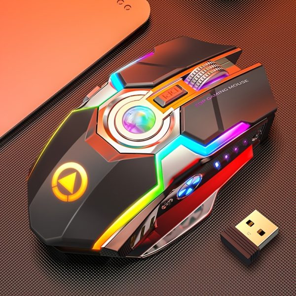 YINDIAO Ambidextrous Optical Gaming Mouse, Colored Animal Print, Glitter Embellishment, USB Rechargeable, 2.4GHz Wireless, Quiet Operation, for Desktop & Laptop, Windows 10 Compatible, with Rechargeable Lithium Polymer Battery