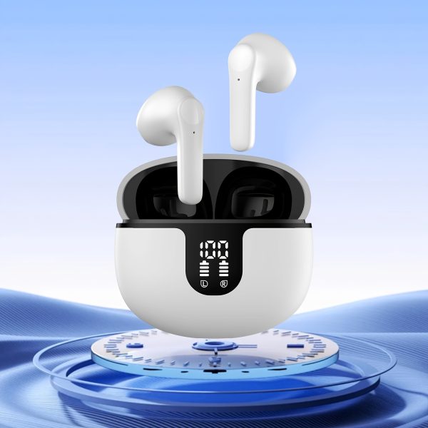 Wireless Earbuds Headphones, 40H Playtime Stereo Ear Buds, LED Power Display Cordless In-Ear Earphones with Microphone for iOS Andriod Cell Phone Sports