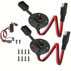 2 Sets Heavy Duty 12AWG SAE DC Power Automotive Connector Cables for Solar Cell Connection and Battery Charging, Hard-Wired Conductive Material, 50V Max Voltage, Compatible with Motorcycles, Boats, Generators, Lawn Mowers