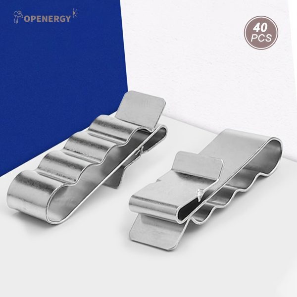 Topenergy 40-Pack SUS304 Solar PV Panel Mount Cable Clips, Conductive Metal Wire Fixing Clamps, No Electricity or Battery Required for Photovoltaic Systems