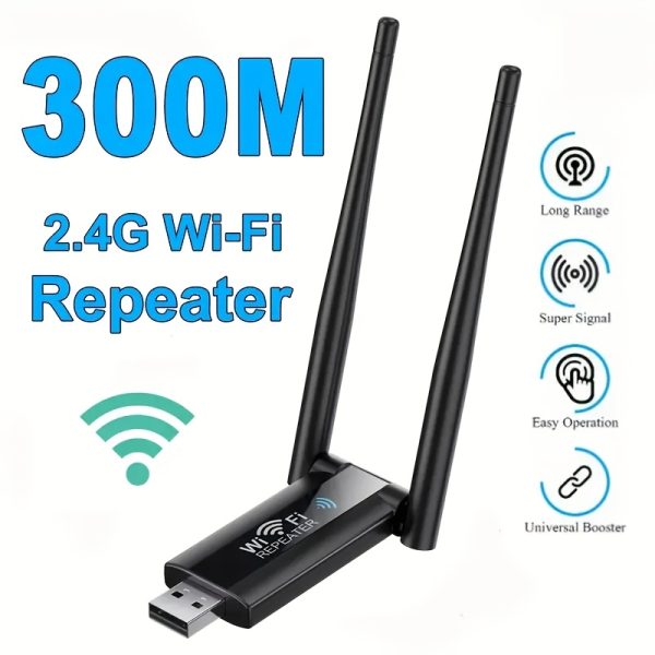 1pc WiFi Signal Enhanced Amplifier, WIFI Extender, 2.4Ghz Signal Booster, Boosts Your Signal To WiFi Signal Strong Signal Penetration, 2 Antennas 360° Full Coverage
