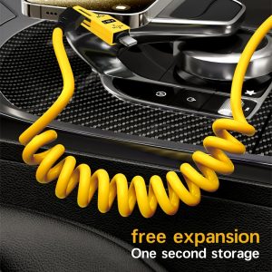 [Best choice] 1/ package 65W zinc alloy universal 4-in-1 high-speed charging data cable, spring retractable cable compatible with Samsung, S24, S23, S21, One Plus, Mi 13, Huawei, OPPO, iPhone series of products charging, car charging the best option