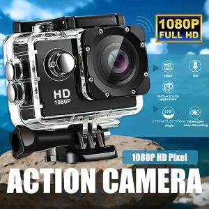 This Is a 1080P HD Action Camera Featuring Ultra HD Recording, a 140° Wide-Angle Lens, a 5.08Cm LCD Screen, Designed for Outdoor Sports Recording, with Automatic Exposure, Digital Stabilization, a Fisheye Lens, And Powered by Battery Or USB, Saving Files in MP4 Format.