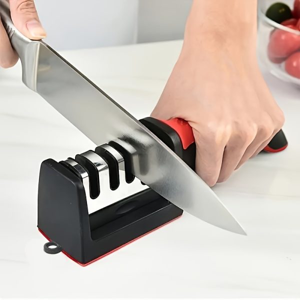 4-Stage Tungsten Steel Knife Sharpener, Professional 4-Stage Sharpener, Tungsten Steel, Diamond & Ceramic Grinding Stones, for Kitchen Knives, Non-Electric, RV Kitchen Accessories