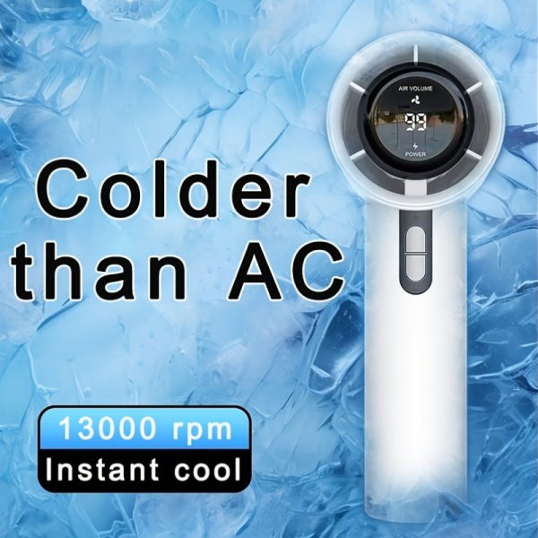 1pc Ultra-Portable Handheld Fan, 13000rpm High-Speed Cooling, 100-Speed Powerful Wind, USB Rechargeable Mini Blow Dryer with Long Battery Life, ≤36V Operating Voltage, Lithium Polymer Battery
