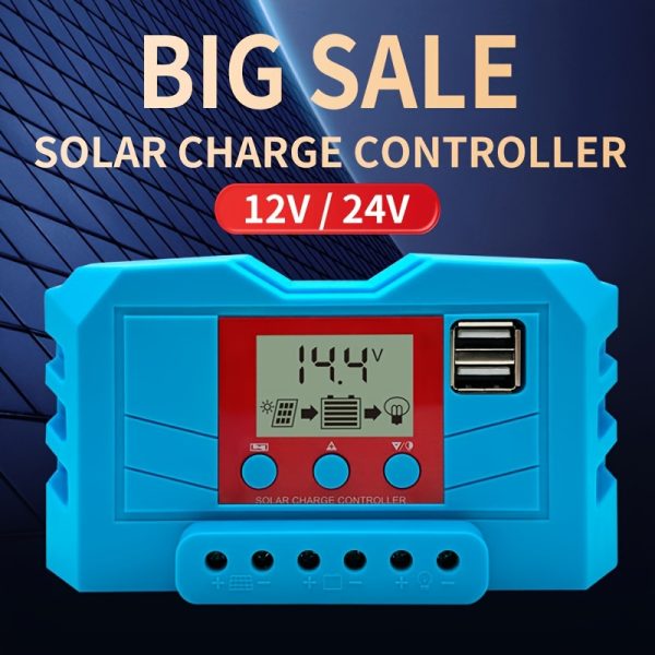 Big Deal: 100A Solar Charge Controller, 12V/24V Auto, with Digital Display - Durable Blue & Red Solar Panel Regulator for Efficient Charging, Supports 10A to 100A Modules, Ideal for Mobile Phones & Portable Batteries, Solar Phone Charger
