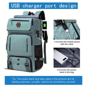 Waterproof Travel Backpack with Shoe Compartment, 17.3-Inch Laptop Bag, Multiple Pockets & Adjustable Straps, Durable Polyester for Hiking, Business, and Weekend Getaways, Backpack for Travel