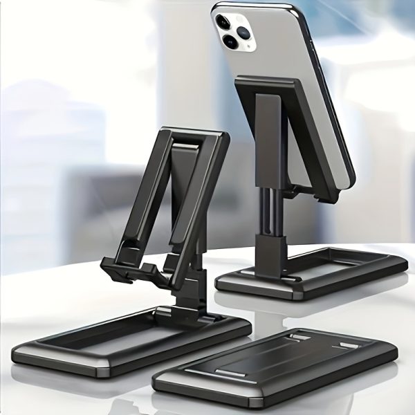 1pc Universal Adjustable Folding Phone Stand, Waterproof Plastic, Rotating Desk Holder for Live Streaming and Video Recording, Multi-Purpose Mobile Mount