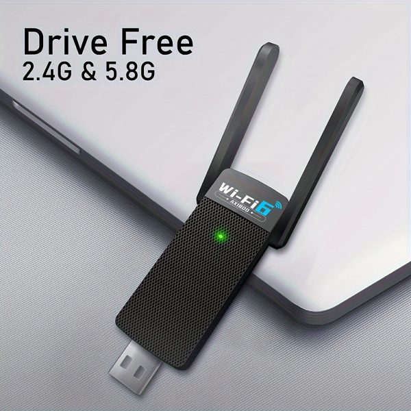 Dual-Band WiFi 5.8GHz USB Network Card | Dual Antenna Wireless 5.3 | High-Speed Transmission | WPA2/WPA3-PSK Security | USB 3.0/2.0 Compatible with Windows Vista, XP, Win7/8/10/11, Linux & Mac OS 10.9-10.15 | Sleek Black Design | Ideal for Gaming and Office Use