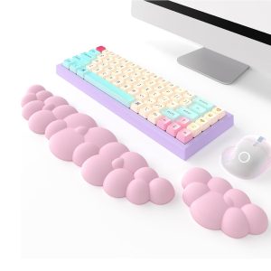 Cloud Keyboard Wrist Arm Rest and Mouse Pad Set, Handrest Hand Cushion Computer Desk Accessories, Memory Foam Palm, Ergonomic Guard, Aesthetic Wristpad