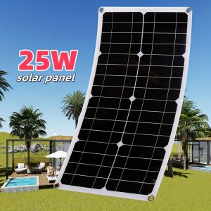 2pcs 25W/50W Solar Panel Kit with USB - Magnetic, Detachable for Outdoor Camping, Cars, Yachts, RVs, Boats & Mobile Phones