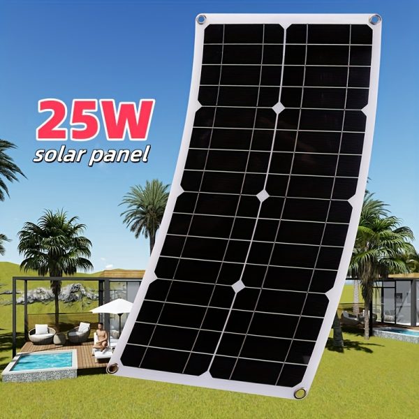 2pcs 25W/50W Solar Panel Kit with USB - Magnetic, Detachable for Outdoor Camping, Cars, Yachts, RVs, Boats & Mobile Phones