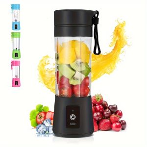 Ifeling USB Rechargeable Portable Blender - Mini Personal Smoothie Maker for Juices, Shakes & Travel Drinks, 380ml, Food-Grade PP Cup, Lithium Battery, Black with Green Accents, Blender Portable