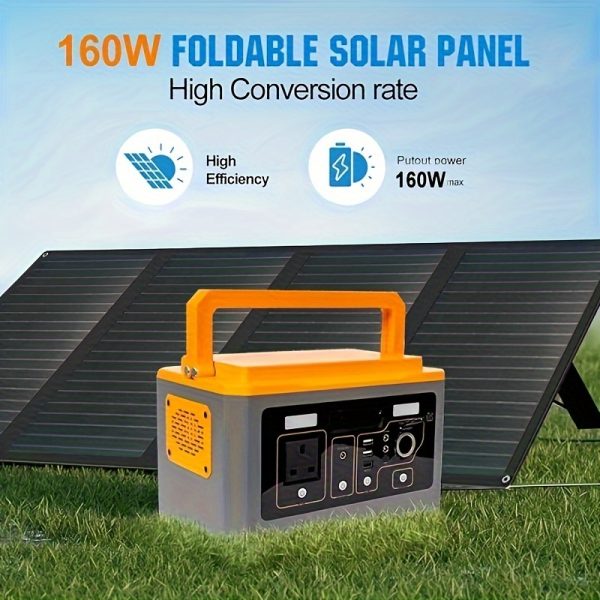 160W Portable Solar Panel: High Slew Rate, Foldable, Adjustable Kickstand, Ideal for Outdoor Camping, RV Off Grid System