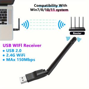 OurLife High-Gain 2.4G WiFi USB Network Adapter - Up to 150Mbps Speed, Compatible with Windows 11/10/8/7/XP, Enhances Internet Reception for Laptops & Desktops, Supports WPA-PSK/WPA2-PSK Security, USB 3.0 Plug-and-Play Design, Desktop Connection | Portable Wifi Receiver | Durable Metallic Finish