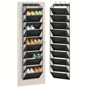 20-Pair Over the Door Shoe Organizer - 10-Tier Hanging Shoe Rack with Large Pockets, Foldable Plastic Shoe Storage Solution for Closet Doors, Space-Saving Shoe Holder for Sneakers, Boots & More