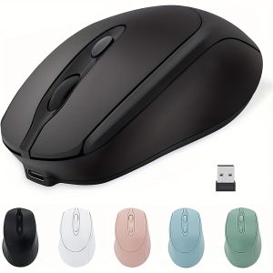 BalanceFit Rechargeable Wireless Mouse - Dual-Mode, Ergonomic Design with Comfort Touch, Long Battery Life, USB-C Charging, Wireless Enabled - Ideal for Gaming & Office, Portable for Laptop/Desktop/Tablet Use, Available in Black, White, Pink, Light Blue, Wireless Mouse for Laptop
