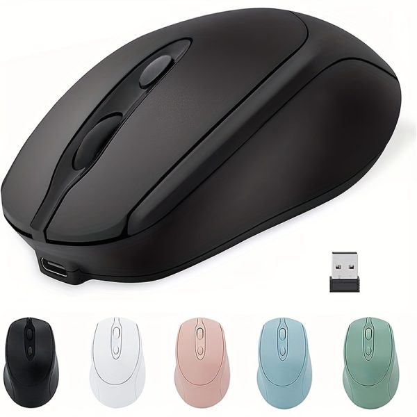 BalanceFit Rechargeable Wireless Mouse - Dual-Mode, Ergonomic Design with Comfort Touch, Long Battery Life, USB-C Charging, Wireless Enabled - Ideal for Gaming & Office, Portable for Laptop/Desktop/Tablet Use, Available in Black, White, Pink, Light Blue, Wireless Mouse for Laptop